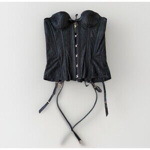 Savage x Fenty Black Lace Corset Size M NWT Bustier Adjustable Garter